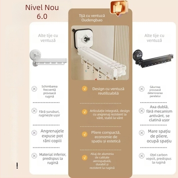 Perdea de duș pliabilă cu ventuze, fără găuri, impermeabilă, separator baie uscat–ud