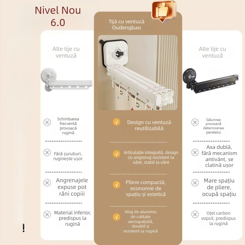 Perdea de duș pliabilă cu ventuze, fără găuri, impermeabilă, separator baie uscat–ud