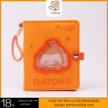 Carnet creativ suvenir personalizat cu ștampilare și poze, copertă din felt, foi detașabile, format A6