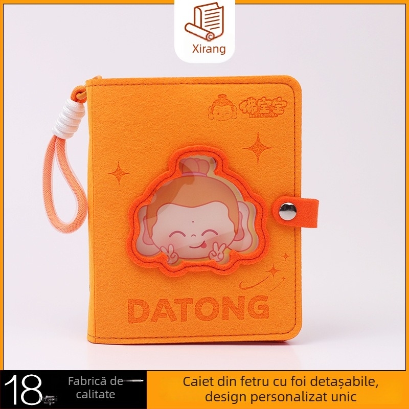 Carnet creativ suvenir personalizat cu ștampilare și poze, copertă din felt, foi detașabile, format A6