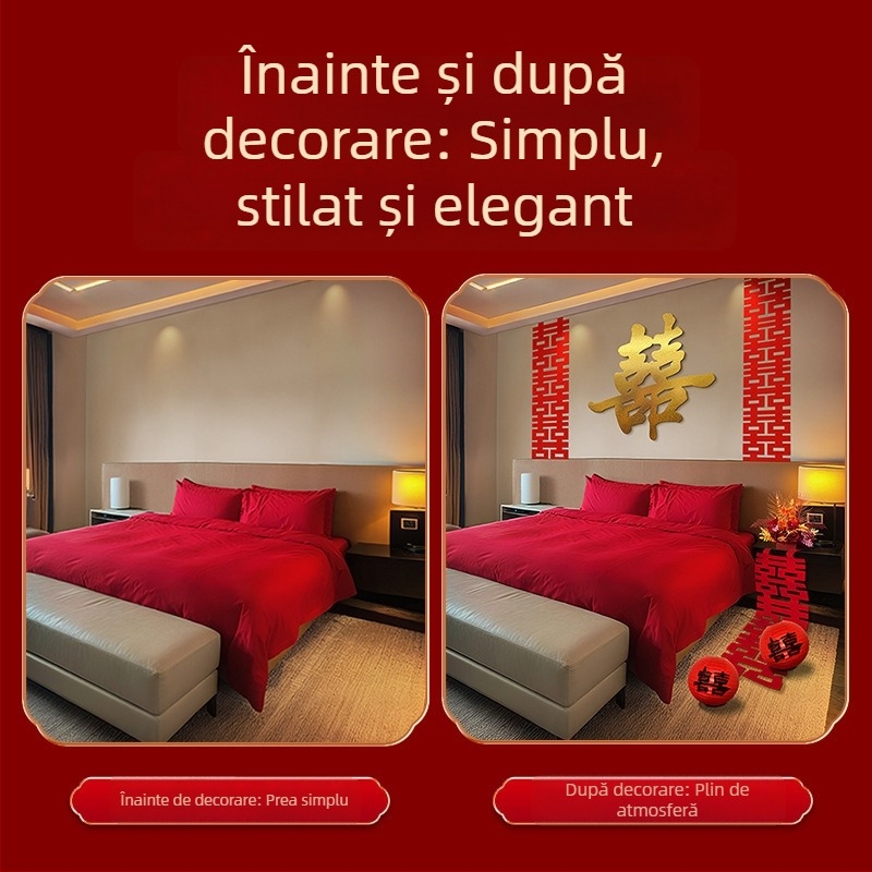 Panou KT cu 3D „Dublă Fericire” – Ornament de podea pentru nuntă și sufragerie