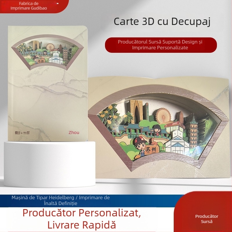 Gullburg Caiet cu decupaj 3D, artă de tăiere pe hârtie și jurnal de călătorie cu ștampilări