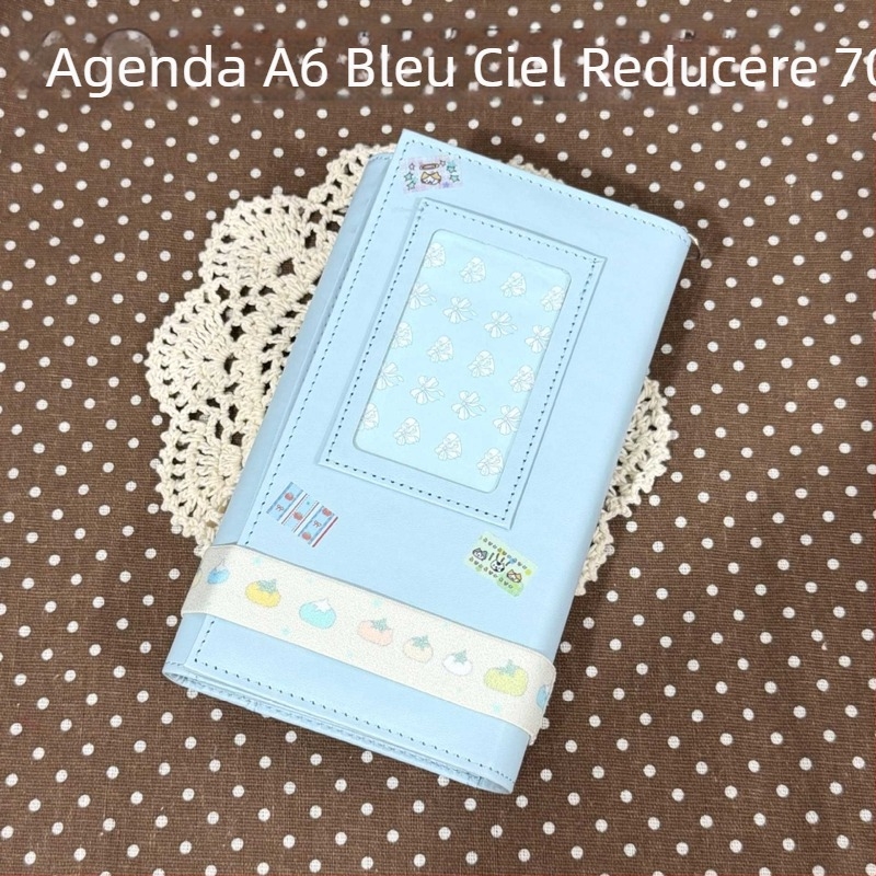 Caiet A6 minimalist, albastru, cu copertă din piele PU, pentru studenți