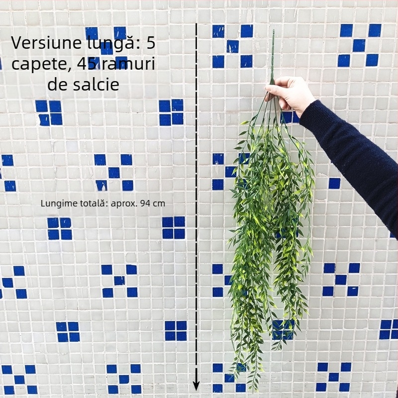 Ramuri artificiale de salcie pentru decor interior, decor pentru perete și tavan, plantă verde decorativă, recuzită pentru fotografie