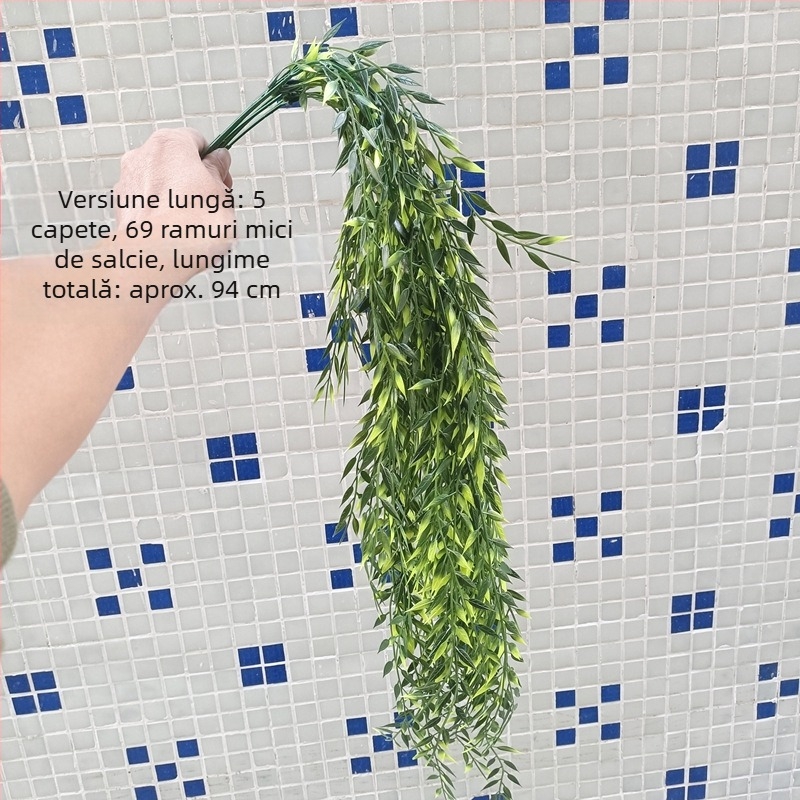 Ramuri artificiale de salcie pentru decor interior, decor pentru perete și tavan, plantă verde decorativă, recuzită pentru fotografie