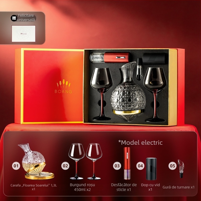 Bon set cristal Burgundy pentru vin cu decantator și pahare înalte, 2 piese în cutie cadou