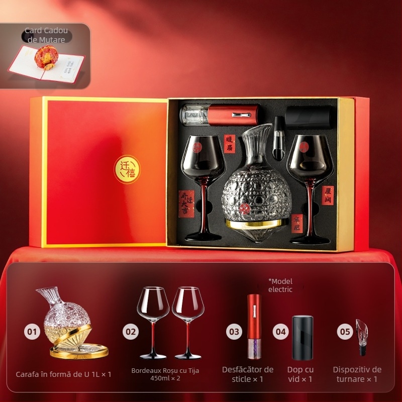 Bon set cristal Burgundy pentru vin cu decantator și pahare înalte, 2 piese în cutie cadou