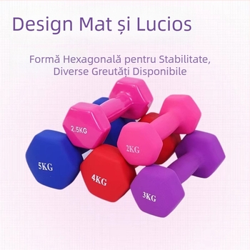 Haltere hexagonal din fontă cu acoperire din plastic, 1–15 lb
