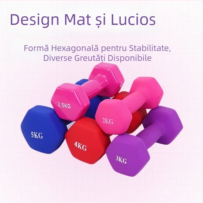 Haltere hexagonal din fontă cu acoperire din plastic, 1–15 lb