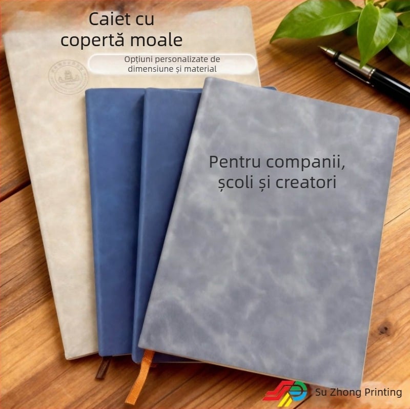 Caiet personalizabil, planificator și jurnal cu opțiune de logo; format A5, copertă din piele sintetică, legare cu sârmă.