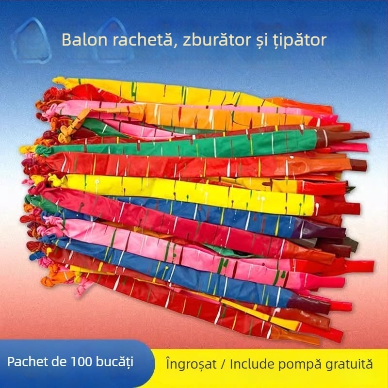 Baloane rachetă îmbunătățite, care zboară și scot sunete – baloane din latex de 10 inch, lungi, pentru activități în aer liber
