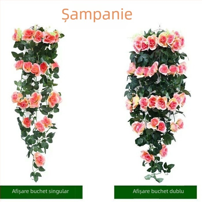 Trandafir artificial pentru perete, viță de flori din mătase, decor pentru sufragerie și nunți