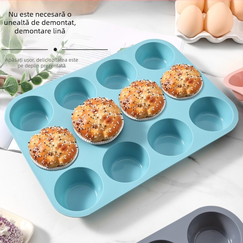 Formă din silicon pentru prăjituri, rotundă, 12 cavități, stil nordic, pentru coacere