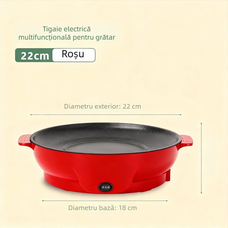Maifan Stone tigaie electrică antiaderentă pentru grătar, 22/26 cm, 800 W, plăcuță multifuncțională de gătit pentru acasă pentru Teppanyaki și prăjit, funcție anti-uscare, pentru 2–3 persoane