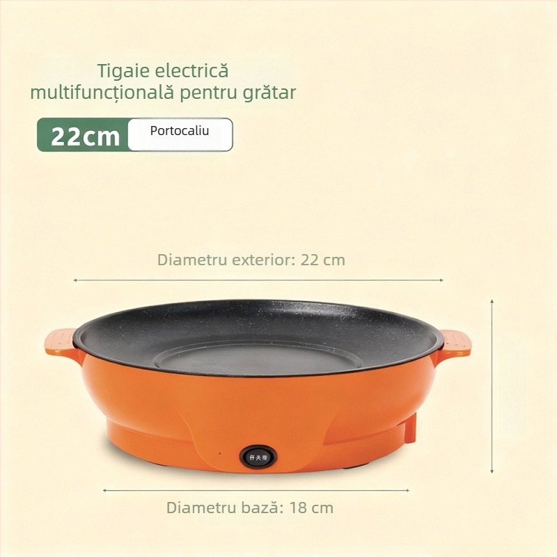 Maifan Stone tigaie electrică antiaderentă pentru grătar, 22/26 cm, 800 W, plăcuță multifuncțională de gătit pentru acasă pentru Teppanyaki și prăjit, funcție anti-uscare, pentru 2–3 persoane
