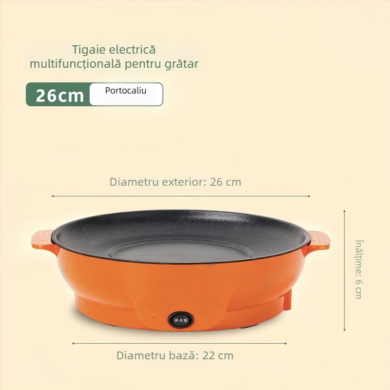 Maifan Stone tigaie electrică antiaderentă pentru grătar, 22/26 cm, 800 W, plăcuță multifuncțională de gătit pentru acasă pentru Teppanyaki și prăjit, funcție anti-uscare, pentru 2–3 persoane