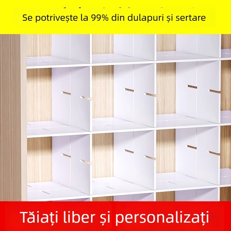Raft divizor pentru garderobă cu opt compartimente, pentru organizarea spațiului