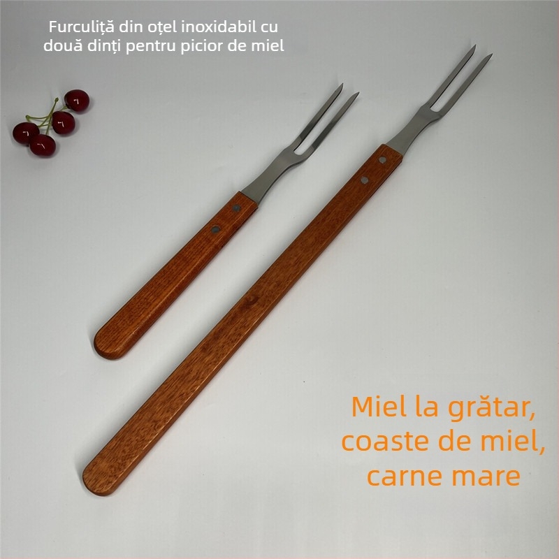 Furculiță de grătar din oțel inoxidabil – pentru miel la grătar în aer liber