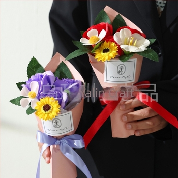 Buchet din săpun: flori veșnice, Sunflowers, Roses și Phalaenopsis orchids – flori artificiale, realizate manual, pentru nunți și decor acasă