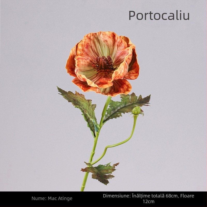 Floare artificială de mac cu două capete, în stil pictură în ulei, pentru decor de casă, aranjamente florale și nunți
