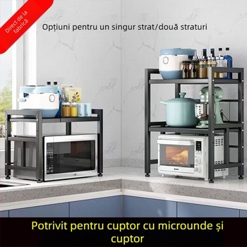 Raft de depozitare pentru bucătărie cu etajare pe blat, suport pentru oale și cuptor cu microunde