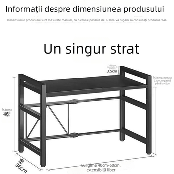 Raft de depozitare pentru bucătărie cu etajare pe blat, suport pentru oale și cuptor cu microunde