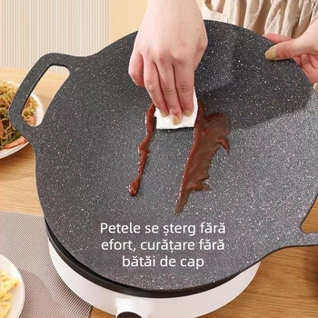 Grill de camping cu placă teppanyaki din piatră Maifan, pentru plita cu inducție