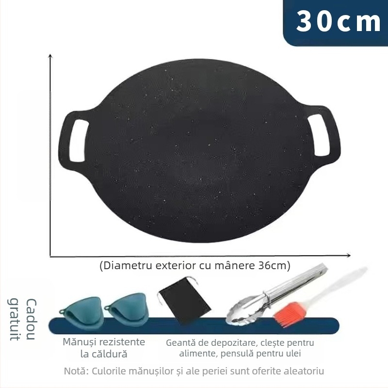 Grill de camping cu placă teppanyaki din piatră Maifan, pentru plita cu inducție