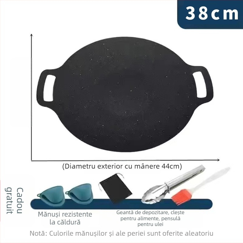 Grill de camping cu placă teppanyaki din piatră Maifan, pentru plita cu inducție