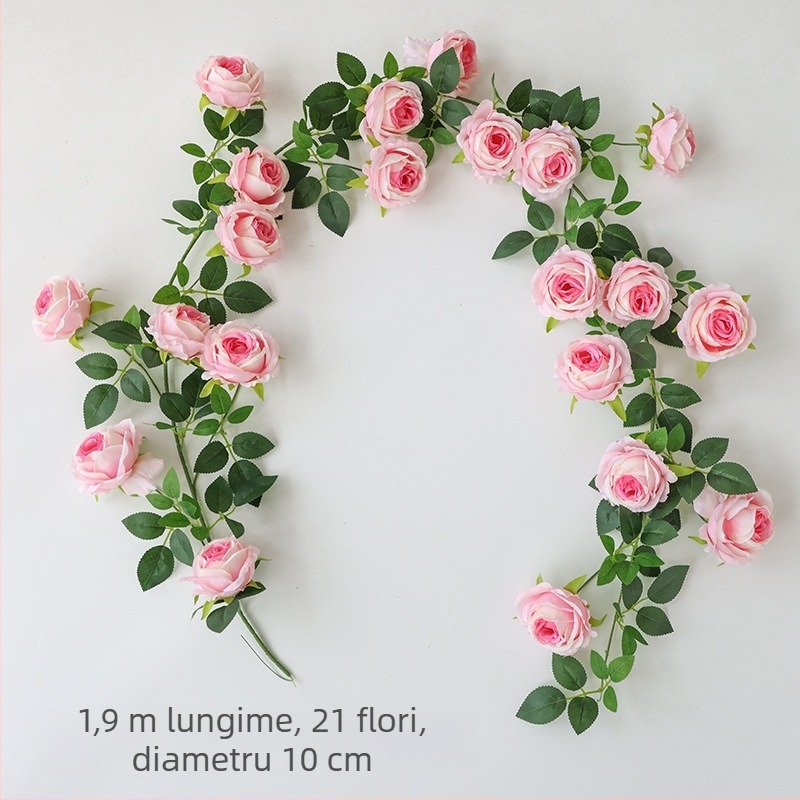Liană artificială cu flori în stil Monet, cu trandafiri – pentru decorul la ușă, decoruri scenice și spații comerciale
