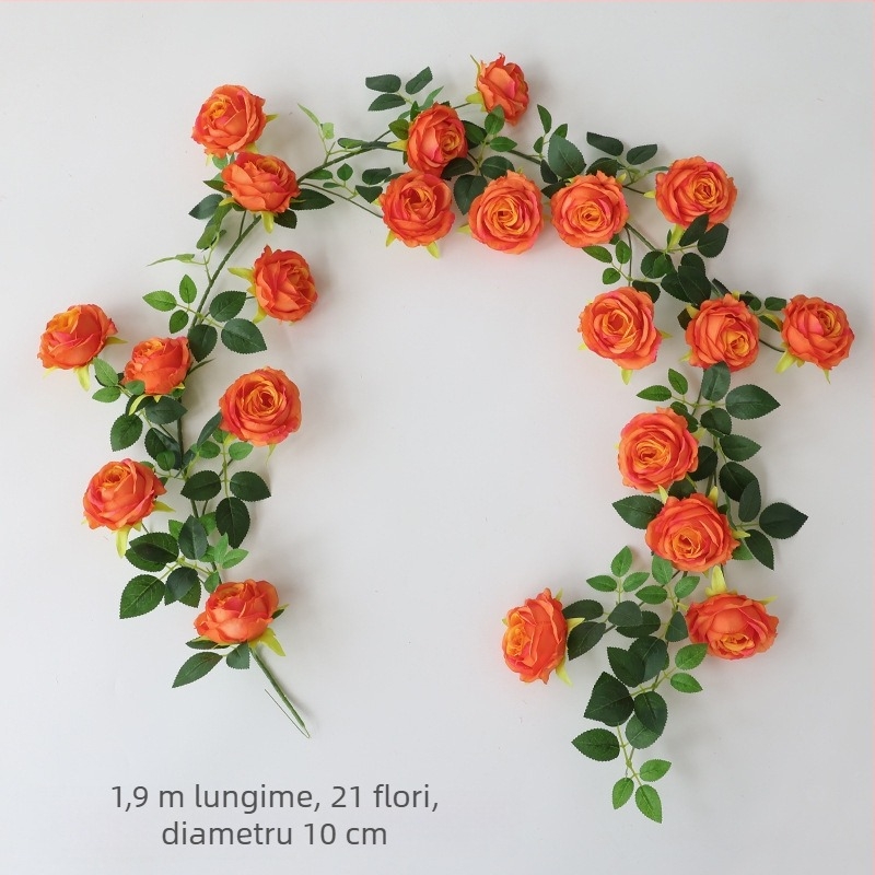 Liană artificială cu flori în stil Monet, cu trandafiri – pentru decorul la ușă, decoruri scenice și spații comerciale