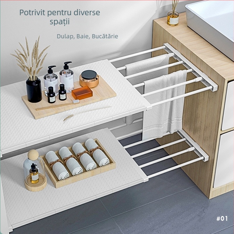 Divider pentru garderobă fără găuri, cu etaje reglabile, pentru dulap, pantofar și baie