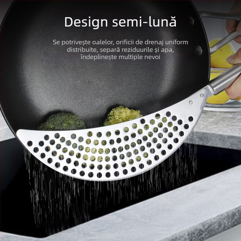 Coș de scurgere din oțel inoxidabil 304 pentru chiuvetă, design semilună, filtru pentru resturi alimentare