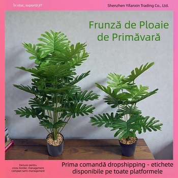 Frunze artificiale realiste de ploaie de primăvară, plantă verde în ghiveci pentru decor interior și exterior, 24 de frunze