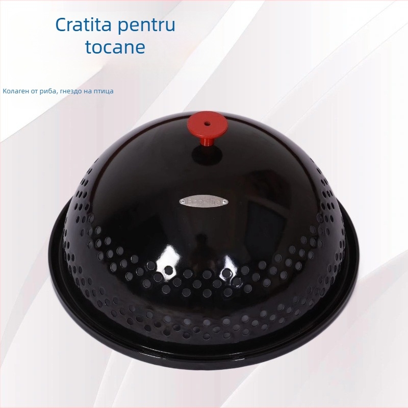 Oală emailată pentru popcorn cu placă termoconductoare și capac perforat