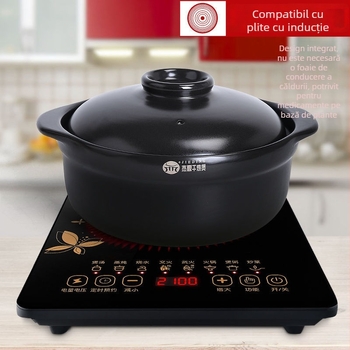 Oală de lut compatibilă cu plita cu inducție – vas ceramic pentru supe, tocănițe și orez