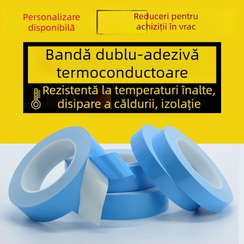 Bandă dublu-față termoconductivă pe substrat din aluminiu, cu fibră de sticlă, film albastru și adeziv alb, pentru benzi LED și plăci de circuit