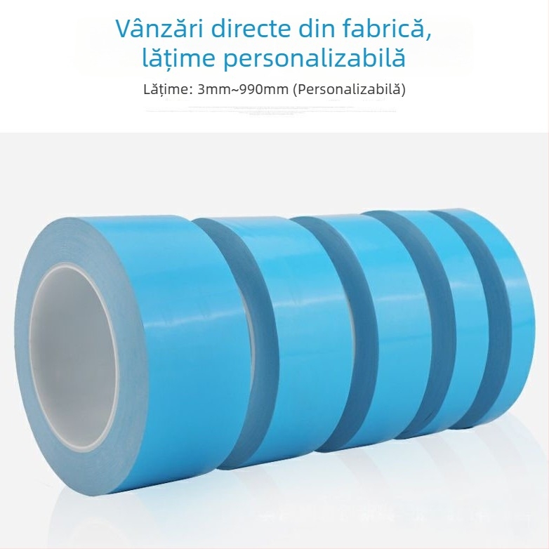 Bandă dublu-față termoconductivă pe substrat din aluminiu, cu fibră de sticlă, film albastru și adeziv alb, pentru benzi LED și plăci de circuit