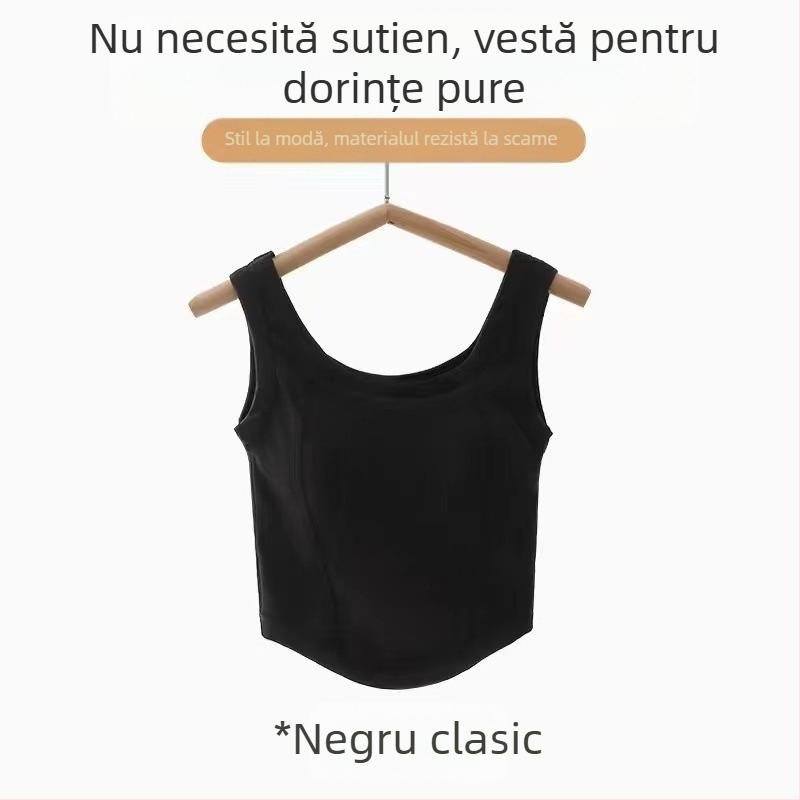 603 Top fără cusătură cu bretele late, spate neted, croială Slim, pentru purtare internă și externă, cupe încorporate
