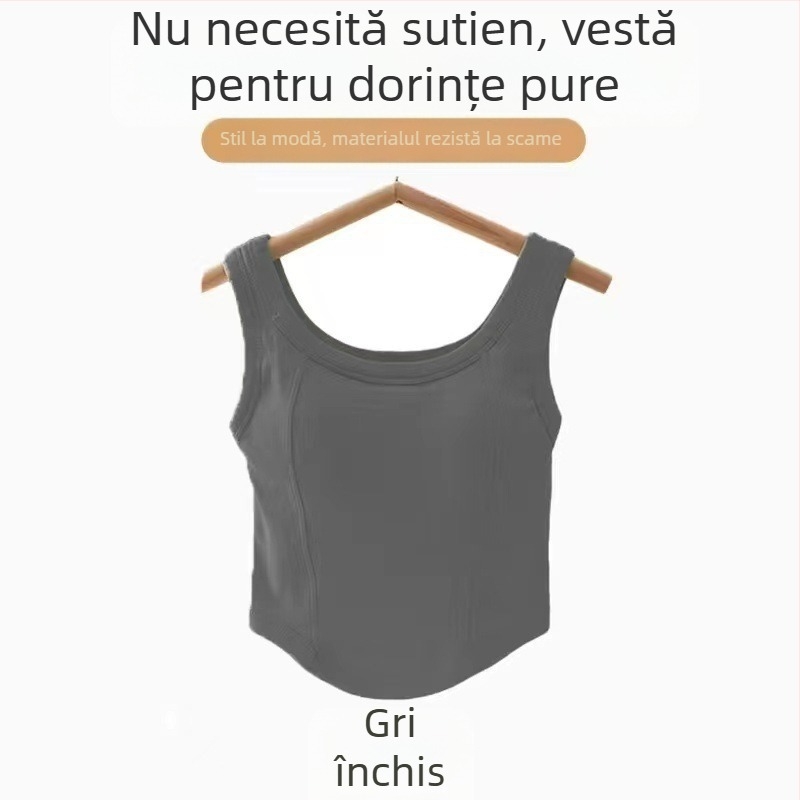 603 Top fără cusătură cu bretele late, spate neted, croială Slim, pentru purtare internă și externă, cupe încorporate