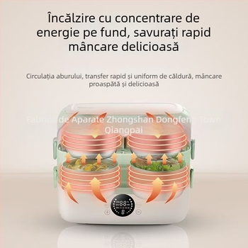 Cutie electrică pentru prânz cu încălzire programabilă și aburire, menține caldă, portabilă pentru birou