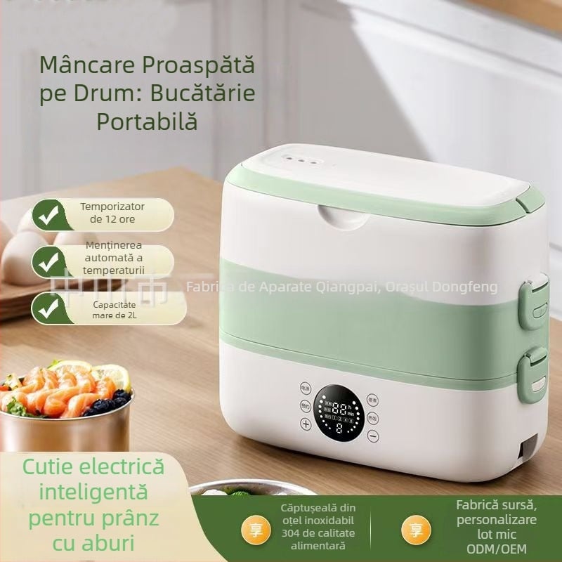 Cutie electrică pentru prânz cu încălzire programabilă și aburire, menține caldă, portabilă pentru birou