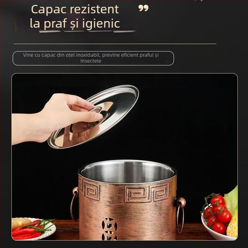 Oală din oțel inoxidabil, adâncă, cu două utilizări, cu aragaz cu alcool — potrivită pentru hot pot, terci și tăiței