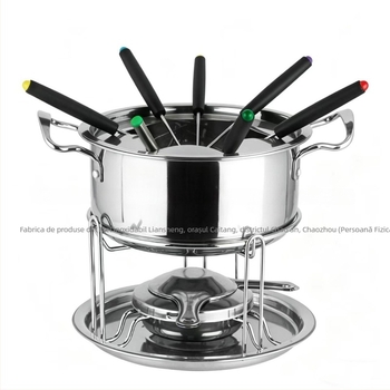 Oală din oțel inoxidabil pentru brânză, set mini oală pentru hot pot cu arzător cu alcool
