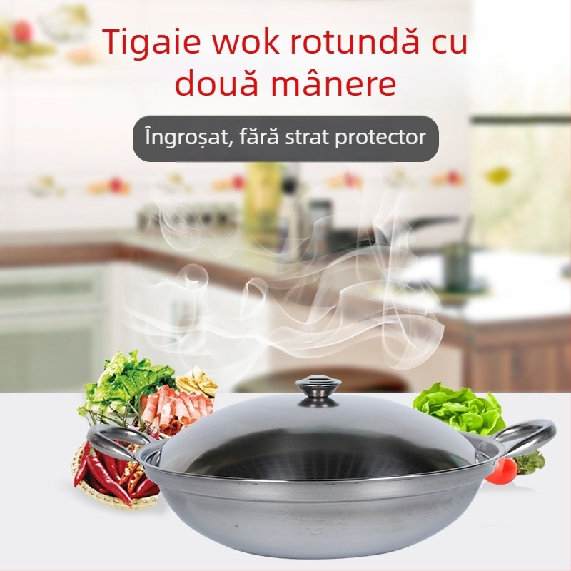 vas din oțel inoxidabil cu capac pentru dry pot, anti-vărsare, diametru 22–26 cm, pentru 1–2 porții