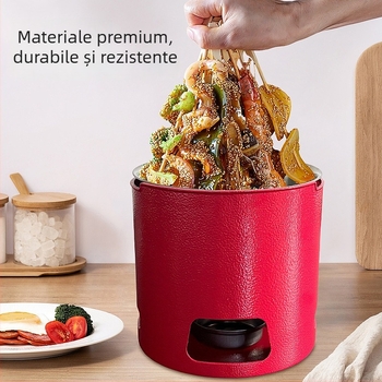 Oală mică din oțel inoxidabil pentru porții individuale: frigărui, mațe și hot pot picant Sichuan, cu arzător cu alcool
