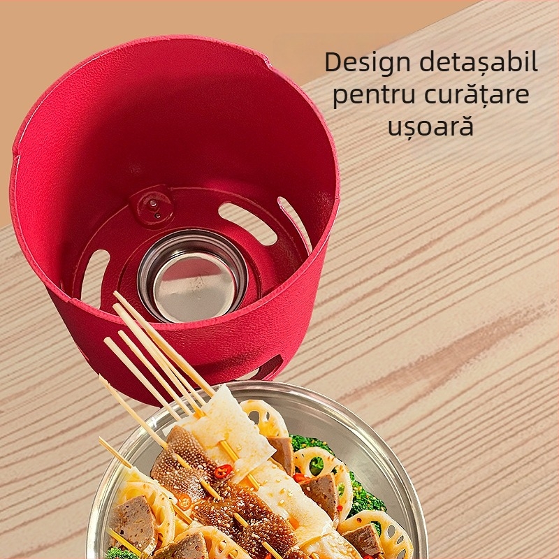 Oală mică din oțel inoxidabil pentru porții individuale: frigărui, mațe și hot pot picant Sichuan, cu arzător cu alcool