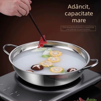 Oală din oțel inoxidabil, cu mânere duble, oală pentru supă limpede, oală multifuncțională, diametru 30 cm
