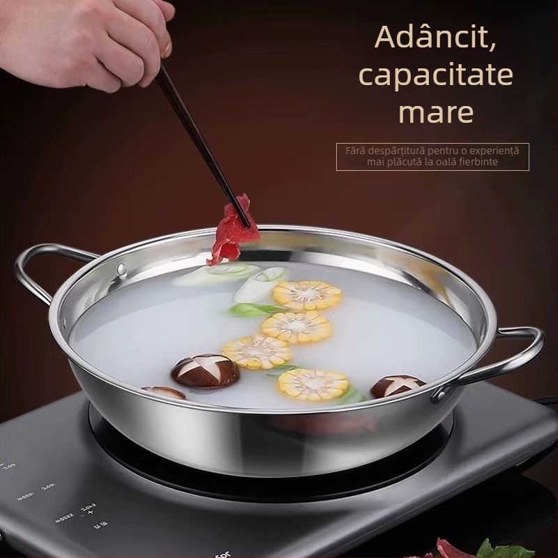 Oală din oțel inoxidabil, cu mânere duble, oală pentru supă limpede, oală multifuncțională, diametru 30 cm