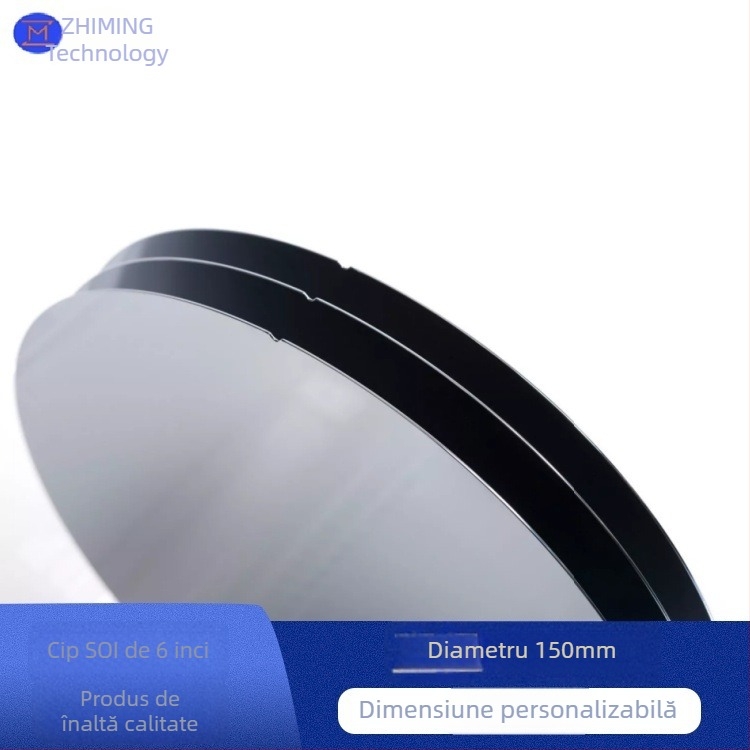 Wafer SOI de 6 inci, diametrul de 150 mm, disponibil în polizare pe o singură față sau pe ambele fețe, SSP, tipuri P și N, dimensiune procesabilă
